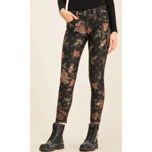 DESIGUAL Nero Stampa Print Slim Fit 5 Pocket Ankle Pant EU 40